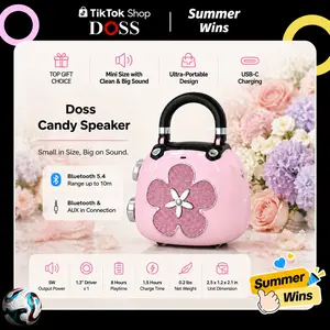 DOSS Candy Mini Portable Bluetooth Speaker - 5W Audio, Vintage Pink, Crystal Sound & Bass, Rechargeable USB Type-C, Mobile Portable Speakers for Room, Desk tiktokshopspringglowup,summervibes fathersdaygift