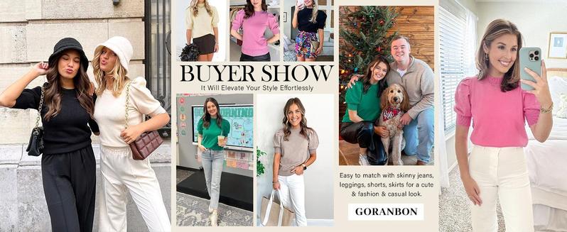 Imily Bela Women's Puff Short Sleeve Sweater Tops Spring Summer Trendy Crew/Square/V Neck Casual T Shirts Blouses Knitwear Comfort Basic Minimalist