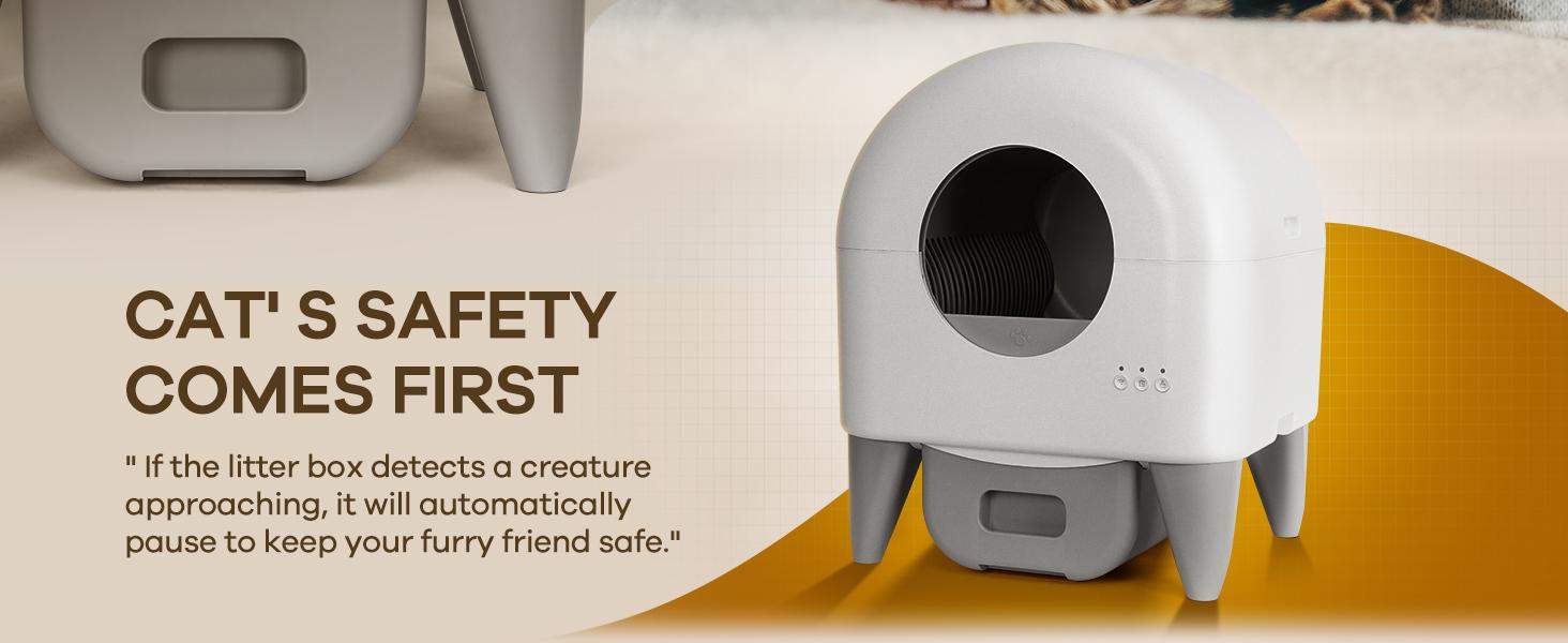 TAYACICY Self Cleaning Litter Box,95L Automatic Cat Litter Box Self Cleaning Large Capacity for Multiple Cats, App-Controlled with Safety Sensors, Removable Washable Liner,2 Rolls Garbage Bags,Grey