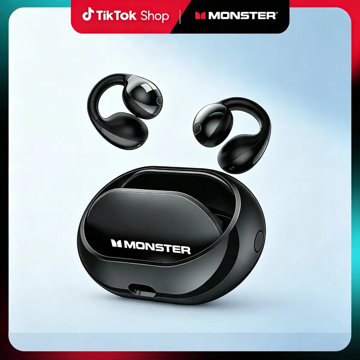 Monster Open Ear AC600 headphones bluetooth, Bluetooth 5.4 Wireless Earbuds with HiFi Stereo, Clip-On Earbuds with ENC Clear Call, 21H Playtime, IPX6 Waterproof Wireless Headphones for Exercise Sport Outdoor