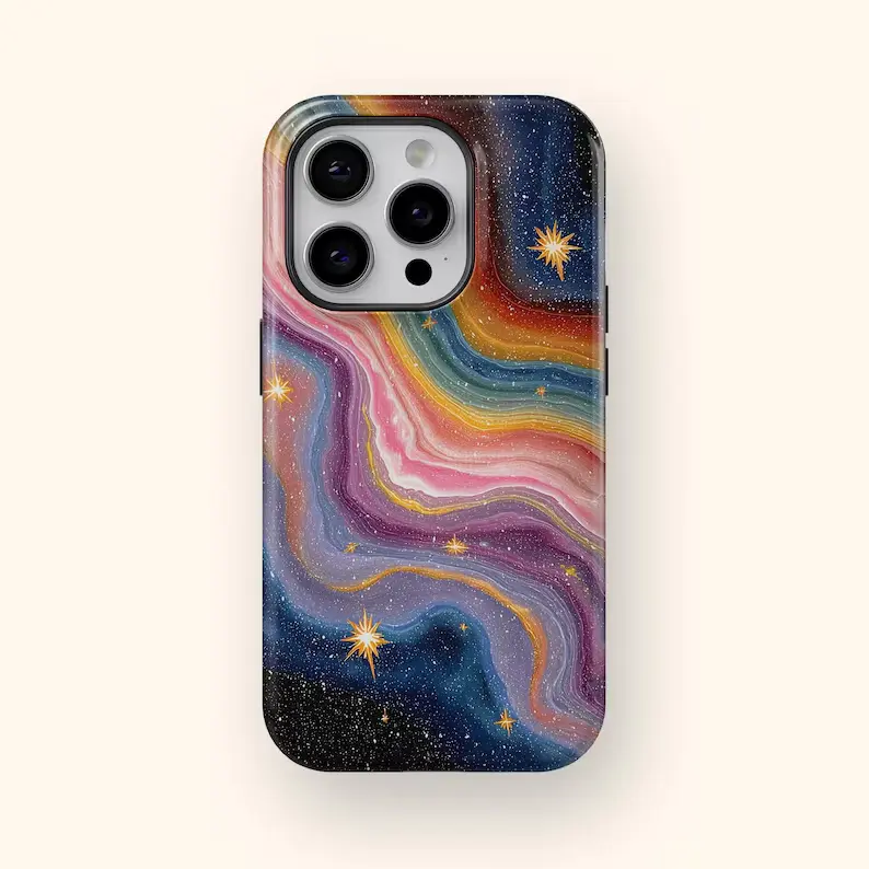 Galaxy Star Hybrid Customized Mobile Phone Case - Durable TPU, Shock-Absorb Polycarbonate Protector Accessory for iPhone 11,12,13,14,15,16,17 Handheld Devices, Accessories