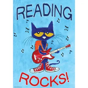 Pete The Cat Reading Rocks Positive Poster