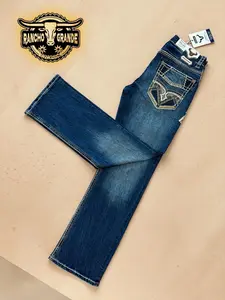 WB-2376 Men's Western Cowboy Jeans Straight Fit Boot Cut / Pantalon Vaquero para Hombre