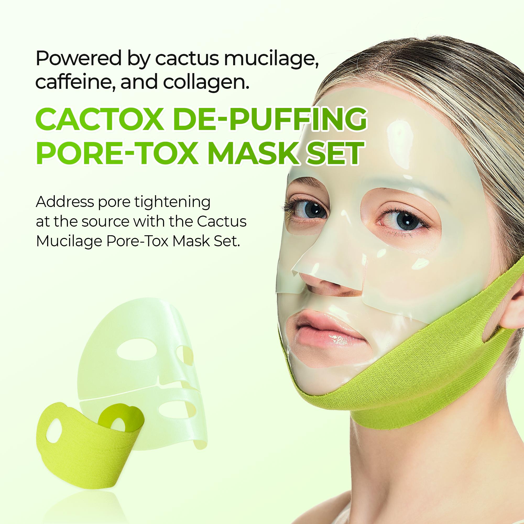 [Dr.Melaxin Official] CACTOX DE-PUFFING PORE TOX MASK SET with Cactus Cooling Reduce Puffiness & Pore Tightening for Visible Pore Care Skin Repair