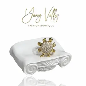 Women's turtle design ring made of  gold-plated material, full of Zirconia stones.