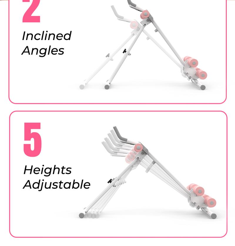 RELIFE SPORTS Foldable Adjustable Ab Trainer with LCD Monitor 5-Level Height 440LBS Capacity Home Gym Equipment for Women Ideal New Year Gift