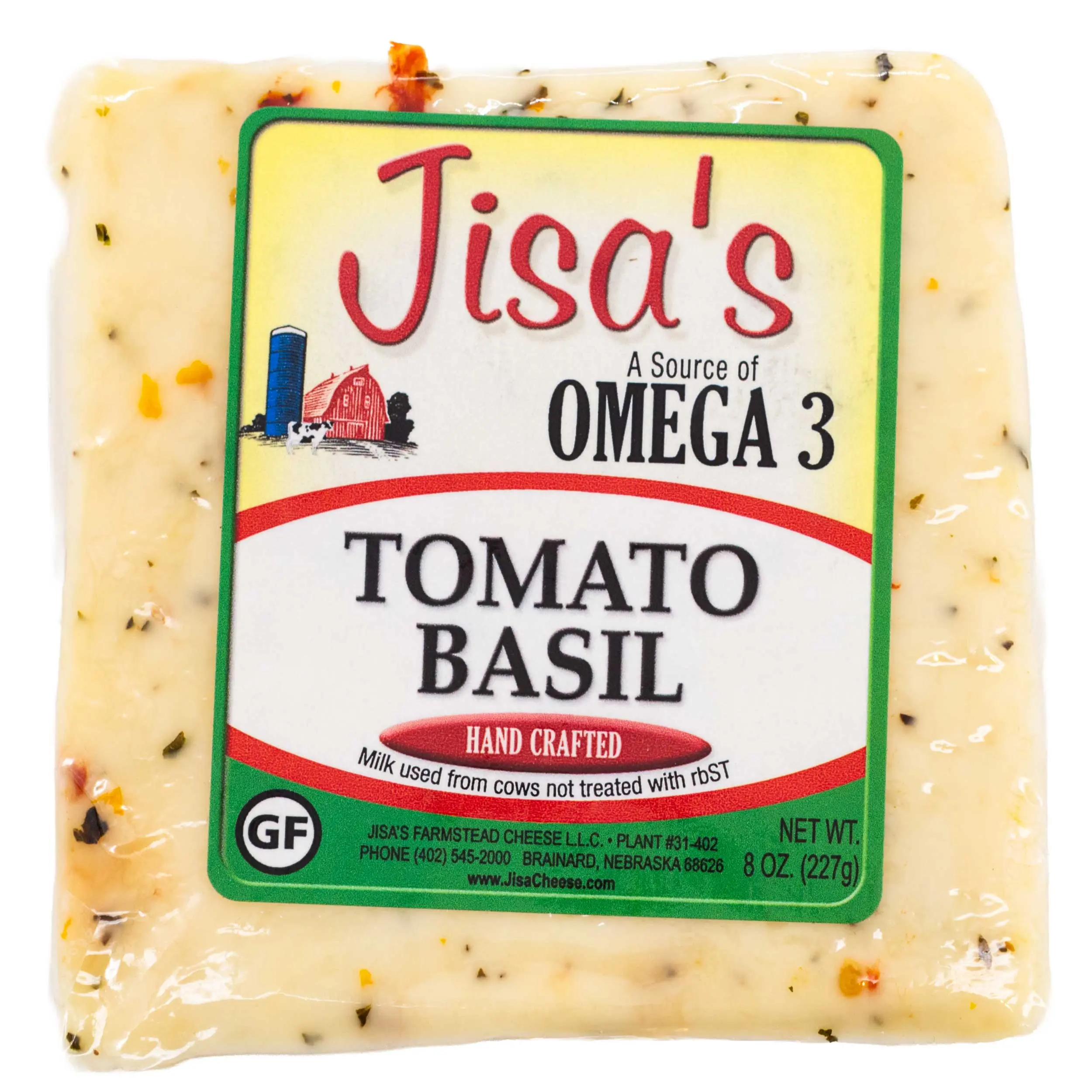 Tomato Basil Cheese Block | 8 oz | Jisa's Farmstead Cheese