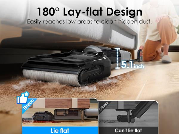 TINECO FLOOR ONE i5 Stretch Wet Dry Vacuum Cleaner 20kPa Powerful Suction 180° Lay-flat Anti-Tangle Dual-sided Edge Cleaning 30 Minutes Runtime Large Capacity Water Tanks