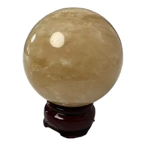 C81 -3” Natural Honey Calcite Sphere With Stand #5