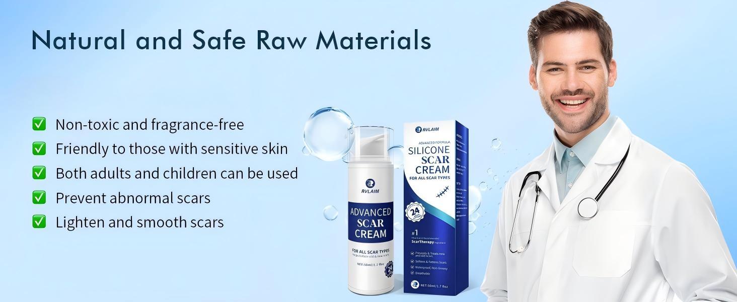 Rvlaim Advanced Silicone Scar Gel, Professional Scar Removal Cream for Surgical Scars, Stretch Mark, Keloid Bump, C-Section, Old and New Scars 1.7 oz(50g)
