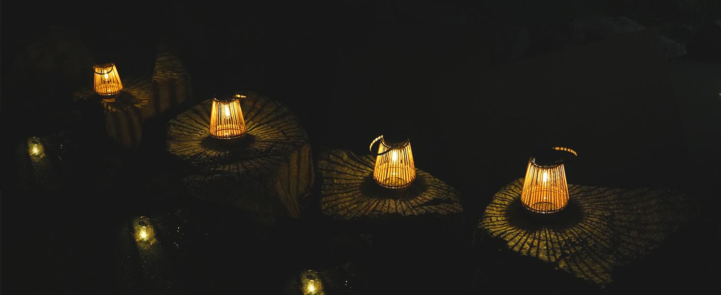 Solar Lights Outdoor Vintage Solar Lanterns - 2 Pack | IP65 Waterproof Outdoor Garden Lights for Patio, Lawn & Balcony