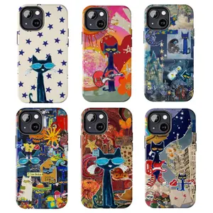 Pete The Cat Phone Cases, Retro Artistic Cat Cartoon Aesthetic, Y2K VintageCompatible with iPhone 17, 16, 15, 14, 13, 12, 11, X & Galaxy.