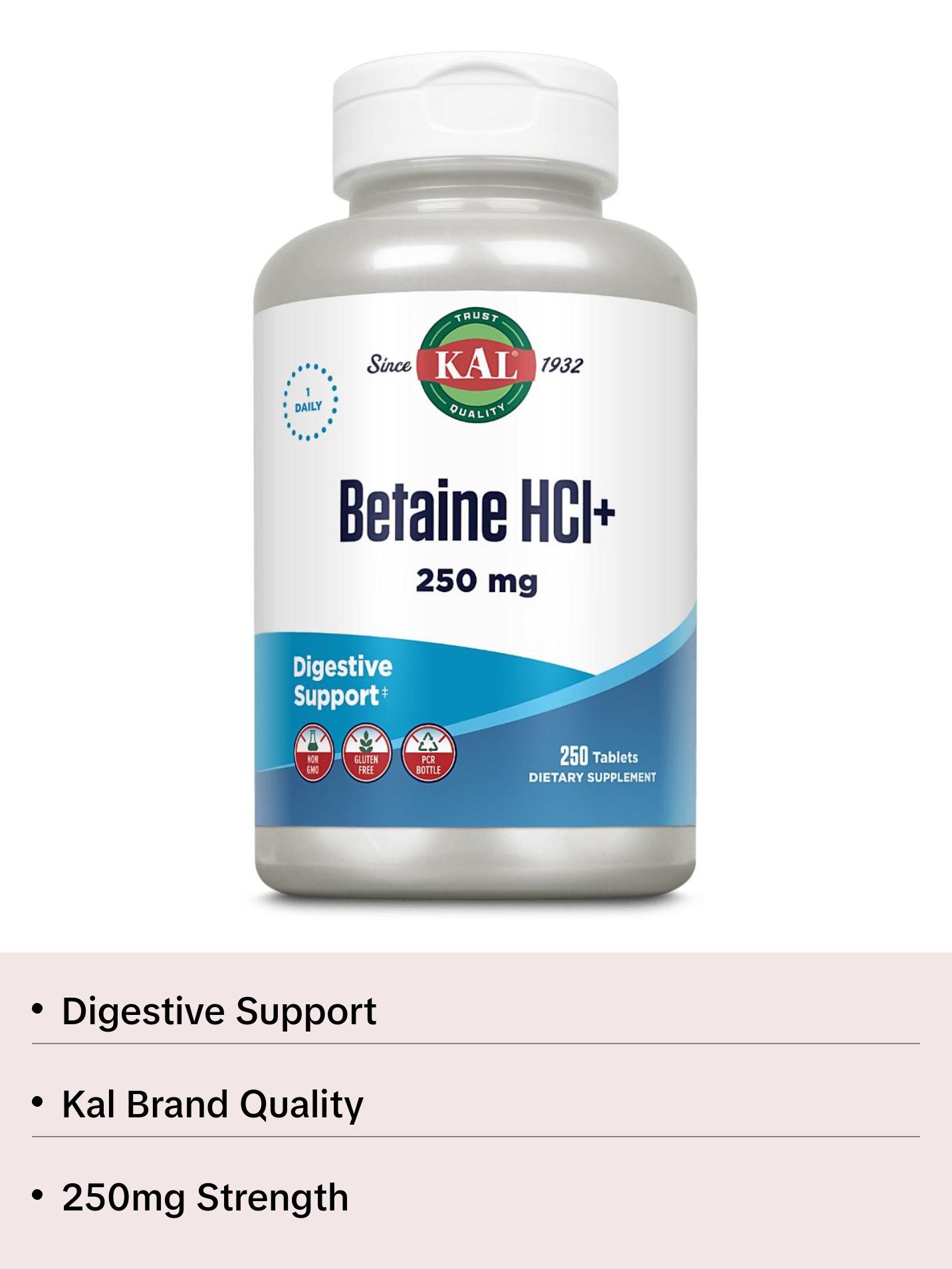 Betaine HCl+ Tablets 250 mg - 100ct