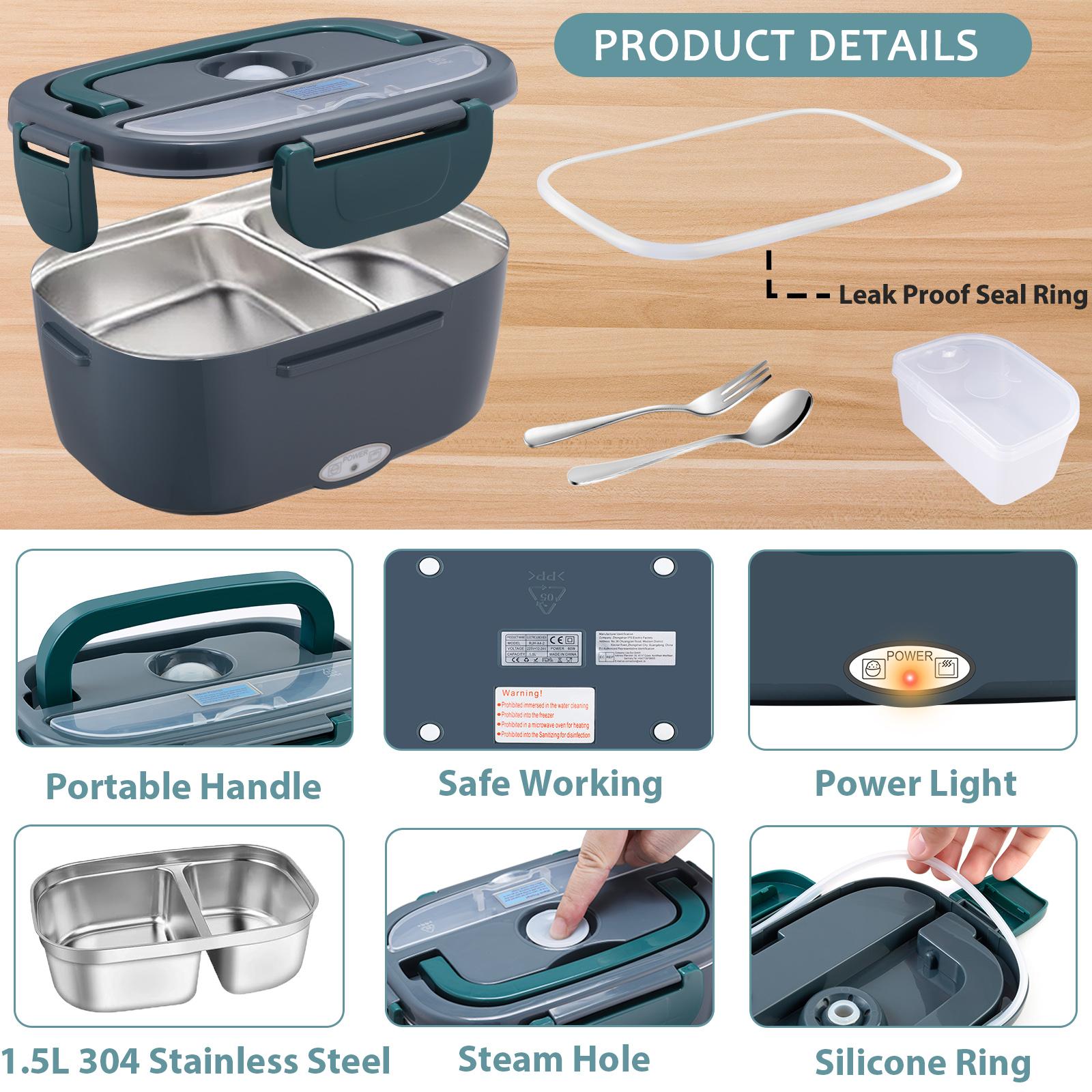 2025 Electric lunch box with Cutlery and  Bag 80W 1,5L, Kitchen Gadgets, Kitchen Utensils Food Storage Container Tableware