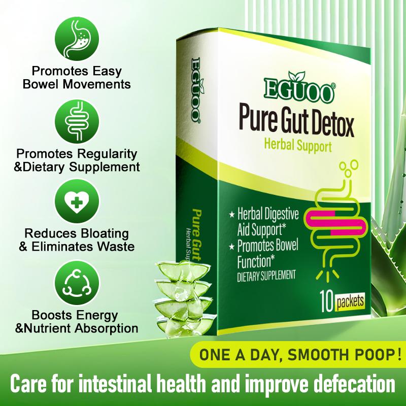 EGUOO Detox Digestive Healthcare - Contains Multi Enzyme Complex and Prebiotic Complex - Senna Leaf and Cascara Sagrada - Gut Cleanse - 10 Packets