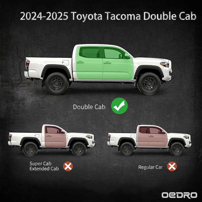 YITAMOTOR Running Boards Car Accessories for 2024-2025 Toyota Tacoma Double/Crew Cab 4 Full-Size Doors, Two Stair Design Side Step Rails, Powder-Coated Black Carbon Steel Nerf Bars Durability Tough Conditions Perforated Surface