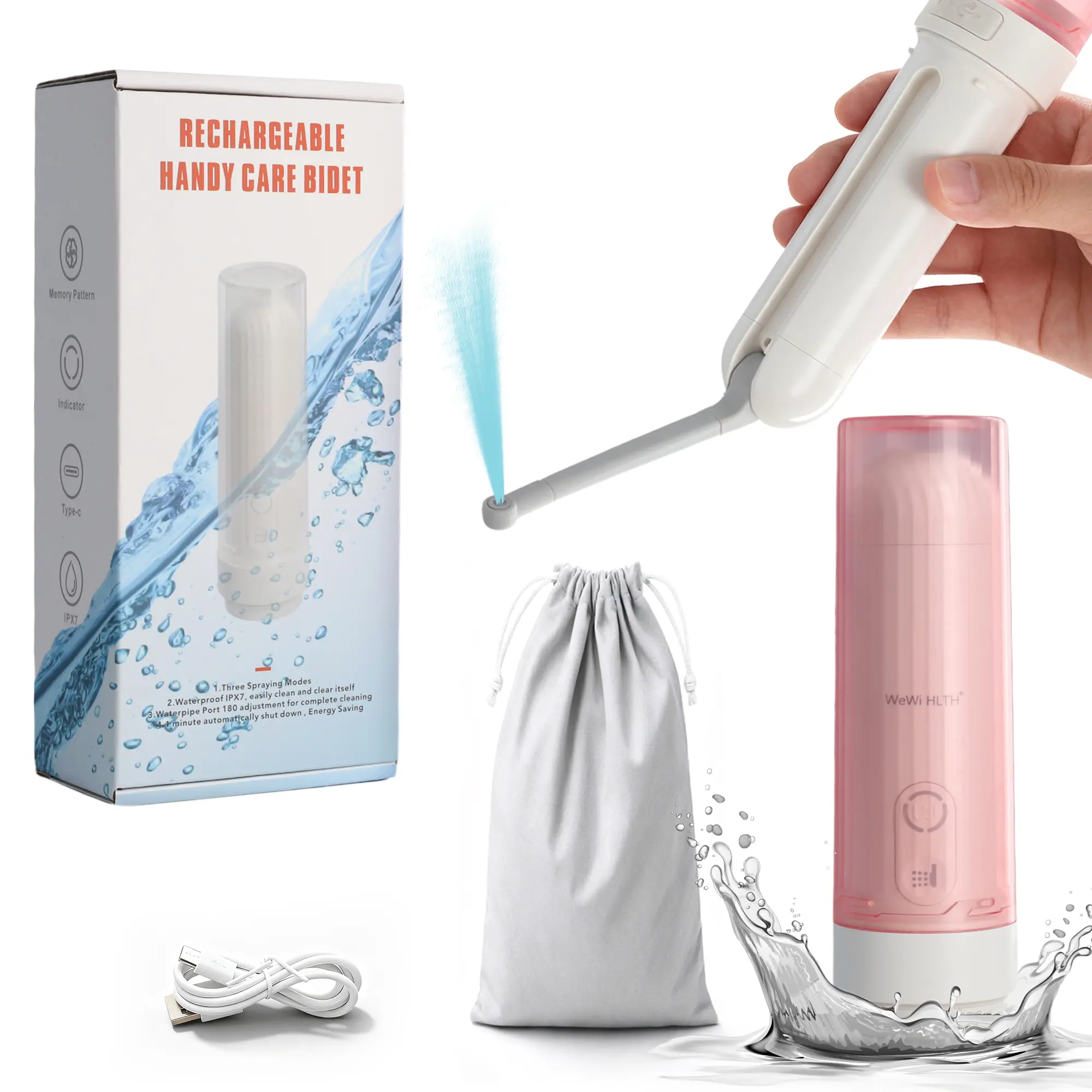 Portable Rechargeable Bidet Sprayer for Toilet - 180ml Handheld Mobile Battery Powered Hygiene Aid, 3 Spray Modes for Postpartum & Daily Home Travel Use, Handheld Bidet Sprayer