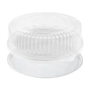 14" Clear Round Plastic Trays with Lids