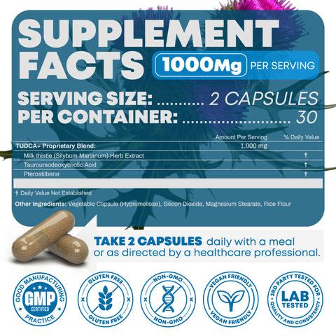 Tudca+ Supplement 1000mg Per Serving Support Liver Digestive Health Dietary