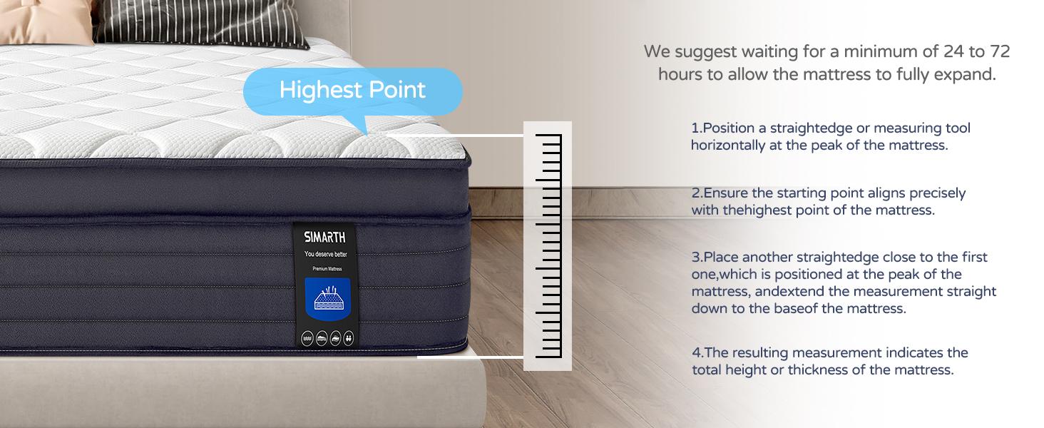 【SIMARTH】  Hybrid Mattress 10/12/14 Inch in Twin, Full, Queen, King – Medium Firm Memory Foam + Pocket Coil Support, Pressure Relief Bed in a Box for Cozy Home Rooms