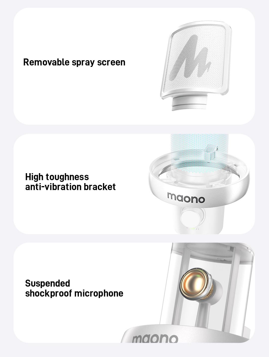 Maono DM40 Voice Changer Budget RGB Wireless/USB Desktop Microphone, audio equipment gear with Noise Reduction, zero latency, budget mics for Computer/PC/PS5 / Mac / Smartphone, ideal for Gaming,Recording,Singing,YouTube,TikTok.