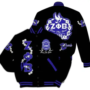 Zeta Phi Beta Varsity Jacket, Z Phi B Pearl Girls Black Varsity Jacket 1920 Zeta Phi Beta Sorority Jacket 235 KFV