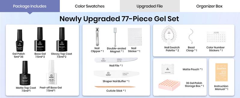 Beetles Cat Eye Gel Polish Set, DIY Nails at home gift Bunny Cutics Cosmetic Manicure Gift for women girls Fall Nail Halloween Nail Black Friday Winter Nail Christmas Gift