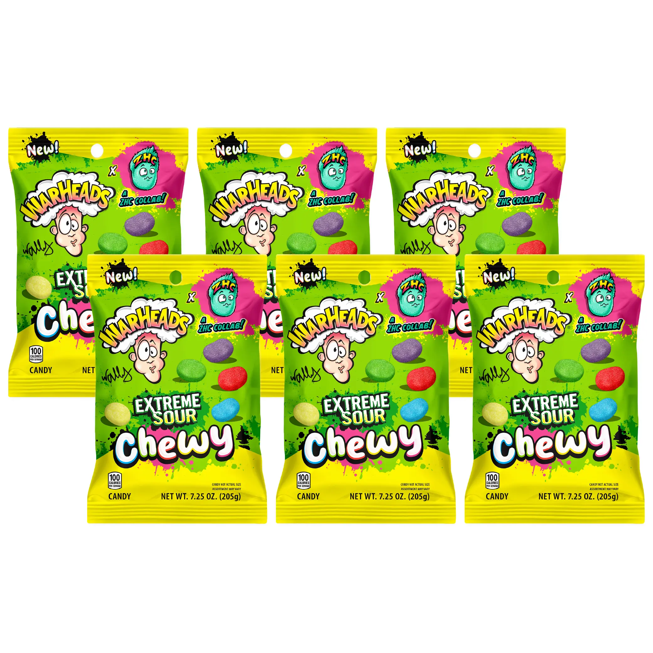 WARHEADS X ZHC EXTREME SOUR CHEWY - 7.25oz Peg Bag 6 Pack WARHEADS X ZHC EXTREME SOUR CHEWY - 7.25oz Peg Bag 6 Pack