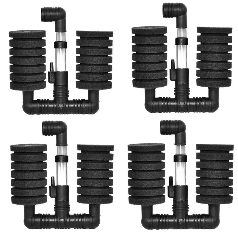 AquaDream Double Sponge Filter | Quiet Biological Aquarium Filter for Betta, Guppy, Shrimp & Small Fish Tanks Tiny Filter, Cleaner Tank Air Driven Fish Tank Filter for Breeding  4PCS