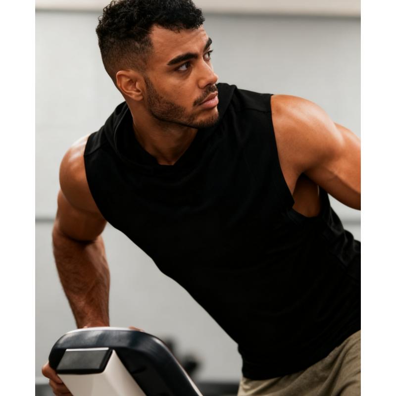 2 Pack Mens Workout Hooded Tank Tops Bodybuilding Muscle Cut Off T Shirt Sleeveless Gym Sport Hoodies Menswear Summer Outfits Breathable Exercise