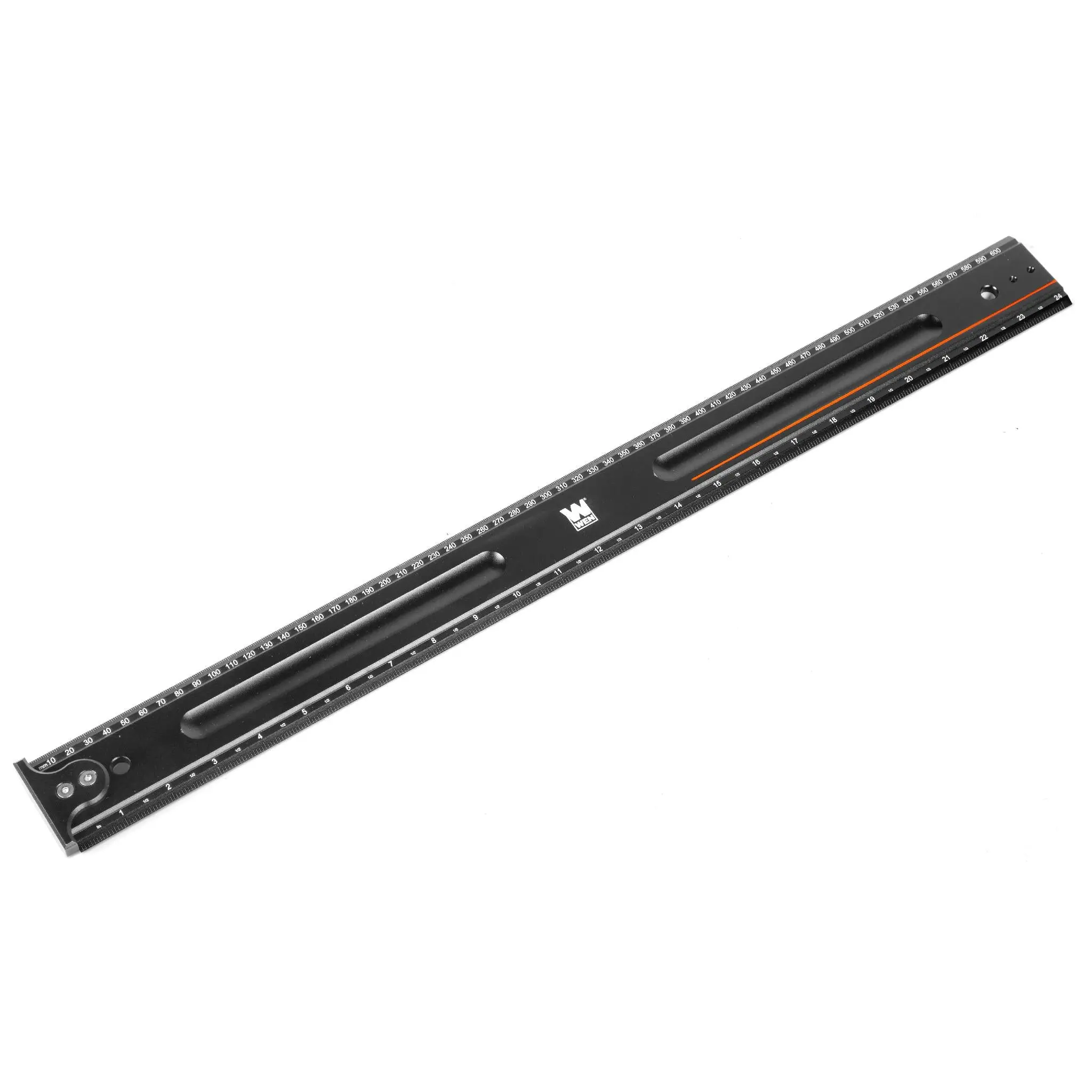 WEN ME824R 24-Inch Laser Etched Measuring Ruler, Hand Measuring Tool with Hook Stop for Layout Work, Hardware