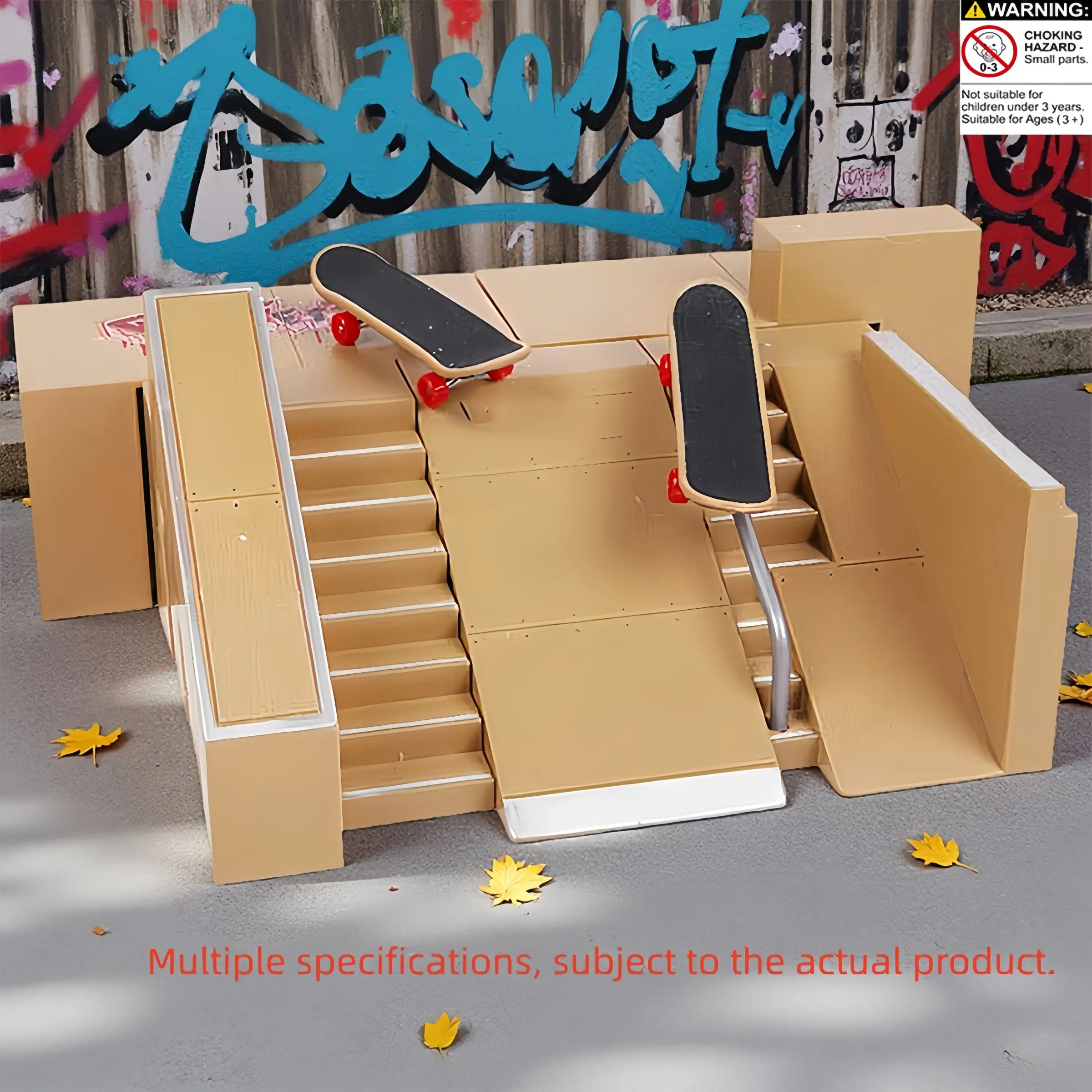 Finger Skateboard Set with Mini Skatepark, Skateboard Wheels - Realistic Street Scene Fidget Toy, Stress Relief Model, Stress Relief Fingertoy, Portable Fidgeting Toy Gift for Birthdays/Valentine's Day, Stress Relief Gadget