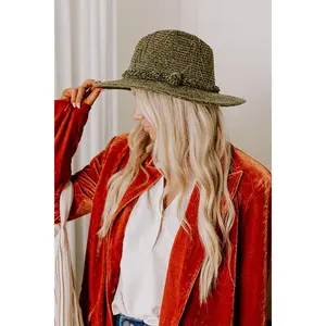 Fall Dreaming Chenille Woven Fedora in Olive