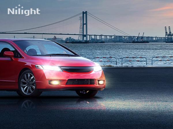 Nilight Fog Light Assembly Compatible with 2009 2010 2011 Honda Civic Sedan 4 Door with Clear Lens Fog Lamps Replacement H11 12V 55W Bulbs