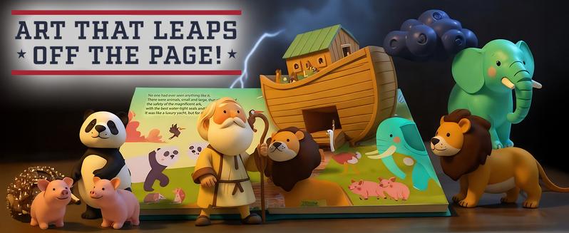 President's Bible: Hear Trump's Voice Tell Noah's Ark - Kids Bible Ages 8-12 Easy to Read, Hardcover Book with Interactive Buttons, Trump Merchandise, Childrens Christian Gift, AI Voice Audio
