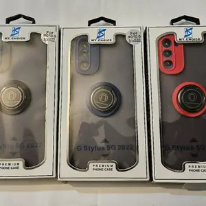 For Moto G Stylus 5G 2022 - Hard PC Rear / Soft TPU Colorful Border Case with I-ring Holder - BLACK