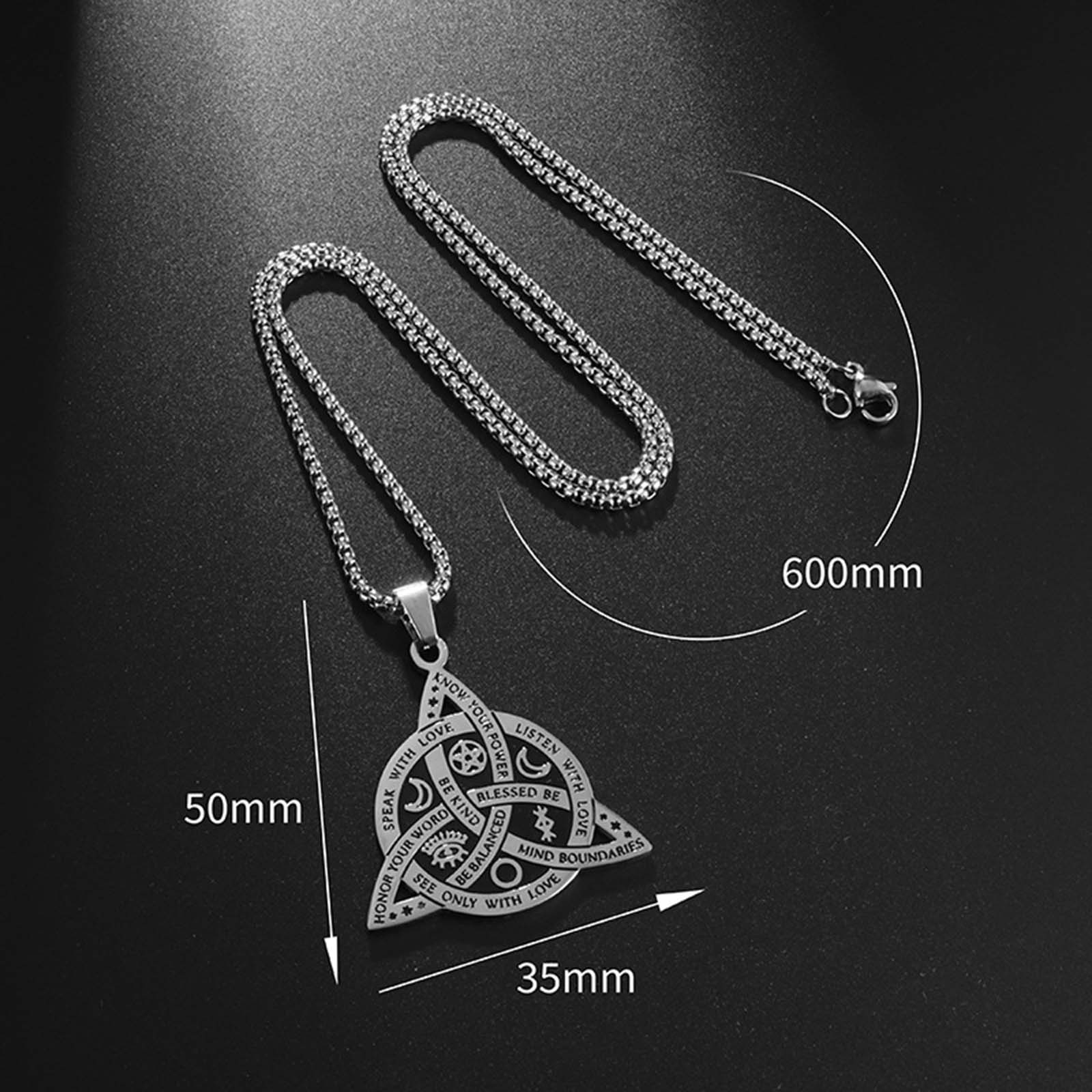 Rune Witch Knot Necklace Stainless Steel Triangle Knot Fashion Box Chain Daily Match