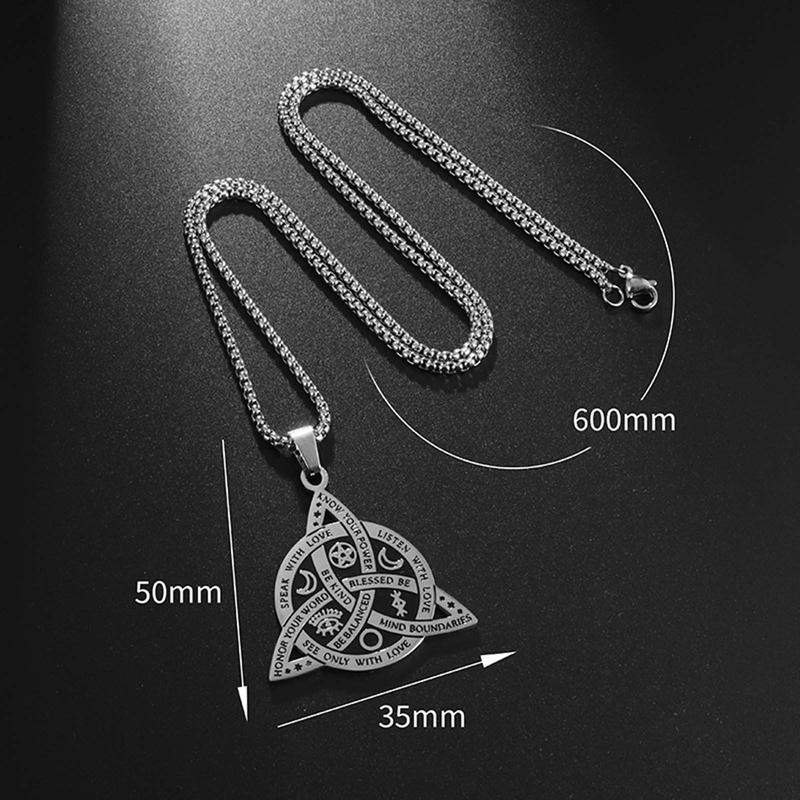 Rune Witch Knot Necklace Stainless Steel Triangle Knot Fashion Box Chain Daily Match Rune Witch Knot Necklace Stainless Steel Triangle Knot Fashion Box Chain Daily Match