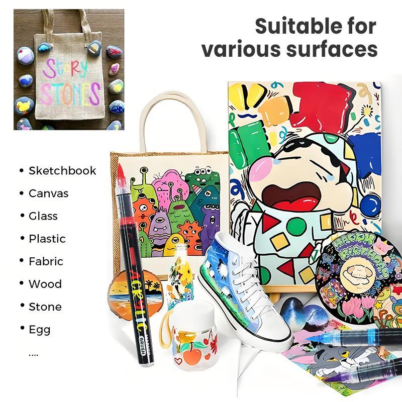 Acrylic Paint Markers, Soft Brush Tip Pens and Markers, Acrylic Paint Pens for Wood, Stone, Canvas, Glass, Fabric, Egg, Rock Painting and DIY Crafts Art Supplies (36)