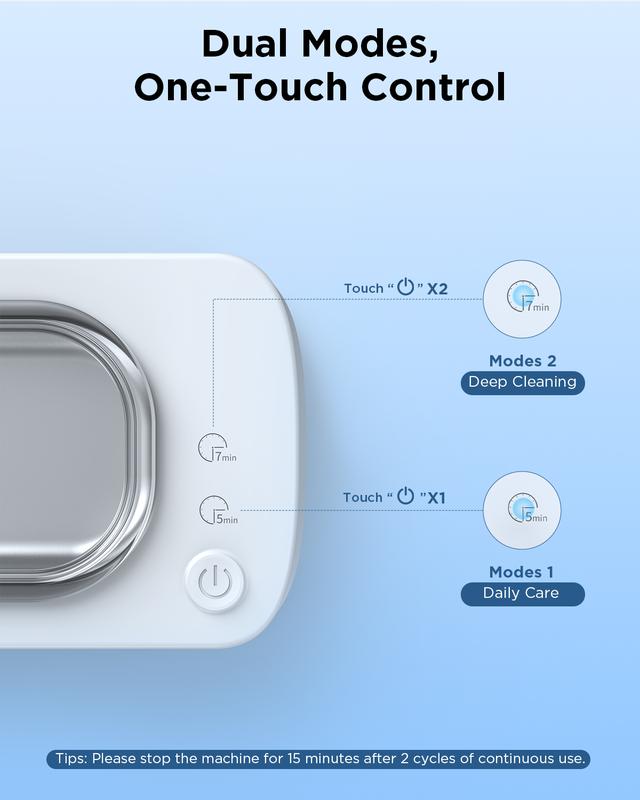Ultrasonic Jewelry Cleaner Machine: 48KHz Ultra Sonic Cleaner for Dentures,Jewelry,Rings,Watch Band,Eyeglass,with Dual Cleaning Modes,350ML 304 Stainless Steel Tank,Gift for Mom, Wife,Daughter