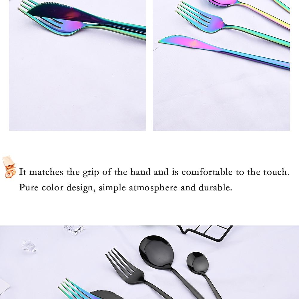 24pcs Black Western Dinnerware Set Stainless Steel Cutlery Set Fork Knife Spoon Tableware Set Flatware Set Silverware Set