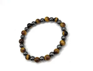 Hematite, Tiger Eye Beaded Stretch Bracelet - 6mm | Made to Order