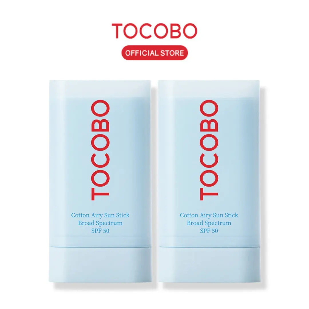 [TOCOBO Official] 2 PACK Cotton Airy Sun Stick Broad Spectrum SPF50 | Non-Sticky Matte Finish Sun Protection for Face and Body Facial Lightweight Sunscreen Oil Control 	Protector solar en barra FPS 50