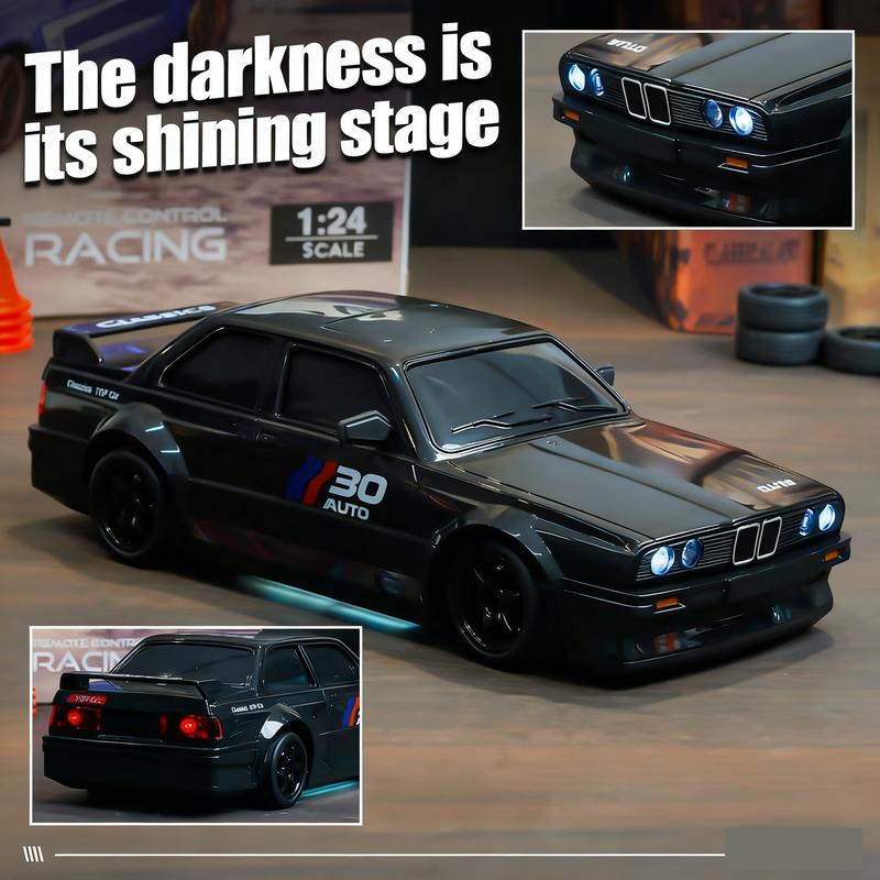 1:24 Remote Control Drift Car with 2.4GHz 4wd, Amazing Lights and Tires, Includes Road Obstacle Tools, Perfect Birthday Gift