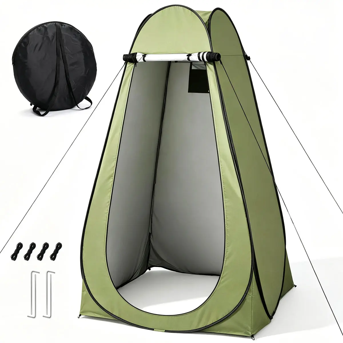 Upgraded Light Blocking Pop-Up Privacy Tent, 6.3FT Tall Portable Outdoor Tent for Shower, Changing Room & Toilet, Foldable Compact Bubble Tent with Storage Pockets & Wind Ropes   Clear Sports