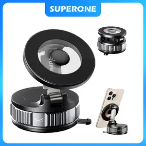 Magnetic Phone Holder for Car, 360° Adjustable Vacuum Car Phone Holder for Magsafe, 80+LBS Suction Phone Mount for Car Dash/Windshield/Screen, Phone Holders for Your Car for iPhone Grip