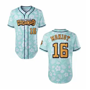 Coconuts V2 number 16 EvoShield BBCL Jersey - Mint Loose Fit Baseball Jersey with Moisture-Wicking Fabric and Full Button Down Closures for Athletes