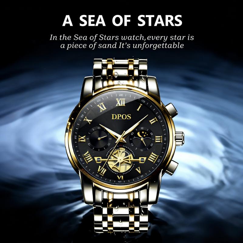The top choice for boys! A 48mm large dial mechanical wristwatch, combining appearance quality with practicality, with luminous moon phase chronograph function! 40 meters of water resistance and fog protection, suitable for daily commuting. watch travel