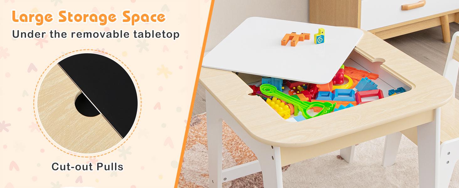 Costzon Kids Table and Chair Set, 3 in 1 Wooden Activity Table with Storage Space, Detachable Tabletop for Playroom, Nursery,Christmas Festival Gift Black Friday Cyber Monday Costzon Kids Table and Chair Set, 3 in 1 Wooden Activity Table with Storage Space, Detachable Tabletop for Playroom, Nursery,Christmas Festival Gift Black Friday Cyber Monday