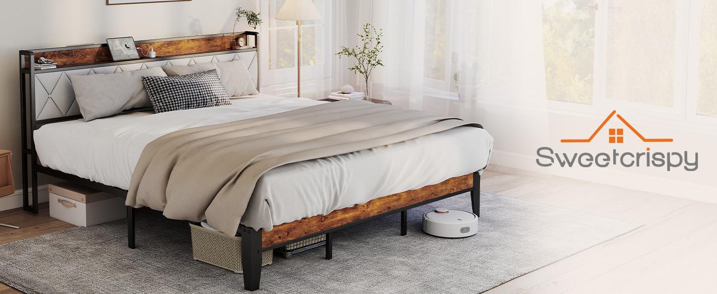 Full Bed Frame with Headboard, Underbed Storage, Built-in Charging Ports, Sturdy Noiseless Design, Tool-Free Assembly, No Box Spring Needed Full Bed Frame with Headboard, Underbed Storage, Built-in Charging Ports, Sturdy Noiseless Design, Tool-Free Assembly, No Box Spring Needed